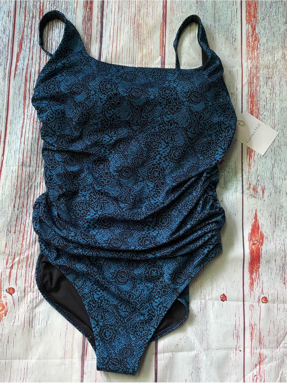 Garnet Hill High Tide Scoop Neck Tummy Control One Piece Size 14.